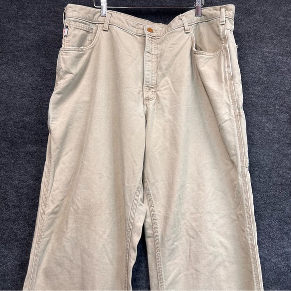 Carhartt Pants FR Carpenter Beige Khaki Brown Original Fit Mens 42 x 32 - Picture 2 of 16